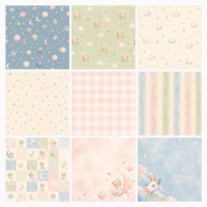 Baby Bear Astronaut Watercolor Papers, Nursery Space Theme (Digital Download) preview 4