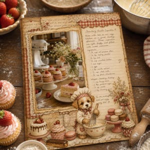 Sweet Bakery Junk Journal Kit, Vintage Recipe Pages, Scrapbook Papers (Digital Download) preview 2