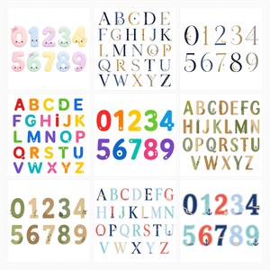 Alphabet and Numbers Printable Bundle | 20 Styles, JPG Files (Digital Download) preview 3