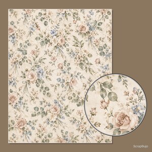 Cyfrowe papiery do scrapbookingu do księgi gości Bridal Garden | 40 kwiatowych teł w formacie US Letter zdjęcie 14