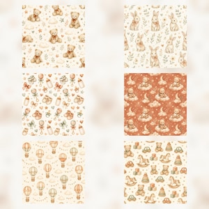 Baby Pink Boho Watercolor Digital Paper Pack, Nursery Scrapbook Clipart (Digital Download) preview 4