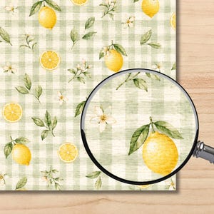 Watercolor Lemon Gingham Digital Paper Pack, Watercolor Citrus Scrapbook Pages (Digital Download) preview 6