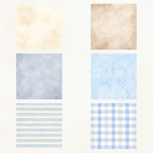 Baby Blue Watercolor Digital Paper Pack, Teddy Bear Bunny Clipart (Digital Download) preview 3