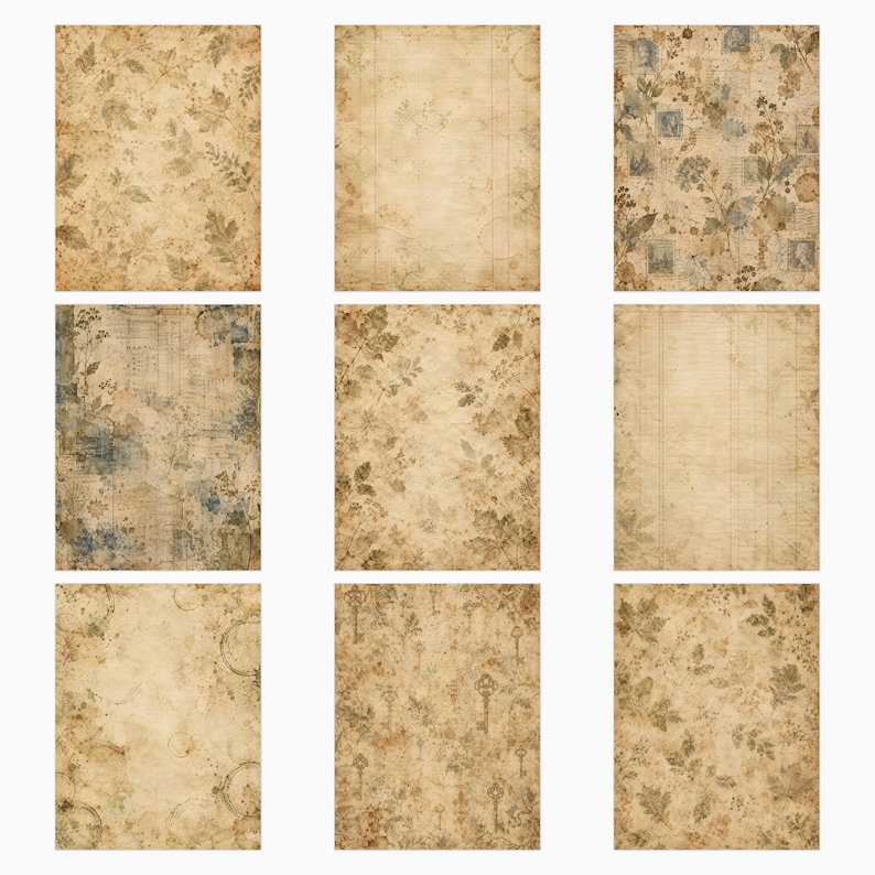 Antique Ephemera Ledger | 40 US Letter Digital Scrapbook Papers image 4