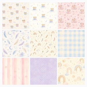 Gemini Baby Nursery Digital Paper, Watercolor Twins, Celestial Patterns (Digital Download) preview 3