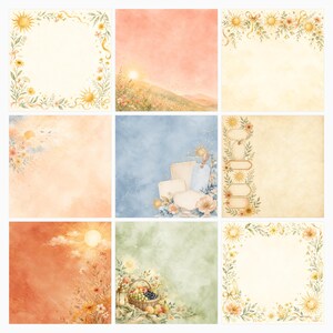 Golden Sun Solar Magic Scrapbook Papers, Watercolor Sunflowers, Die Cuts (Digital Download) preview 5