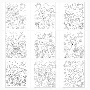 Summer Coloring Pages Bundle | Astronaut, Planets, Rockets (PDF, JPG, SVG) preview 3