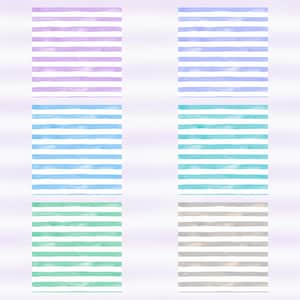 Pastel Watercolor Stripes Digital Paper Pack | 36 Scrapbook Papers (Digital Download) preview 3
