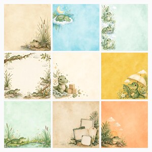 Baby Crocodile Safari Watercolor Papers, Jungle Nursery Scrapbook Die Cuts (Digital Download) preview 4