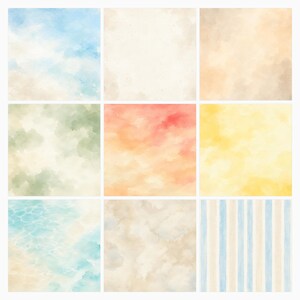 Summer Travel Digital Paper Pack, Watercolor Beach Mountain Road Trip Backgrounds (Digital Download) preview 2
