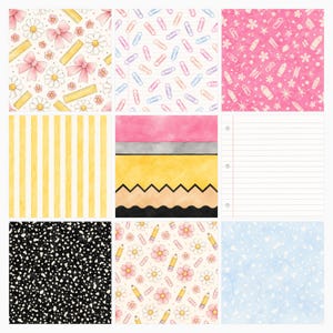 Pink Back To School Digital Paper Pack, Kawaii Classroom Patterns, Bows, Pencils (Digital Download) preview 5