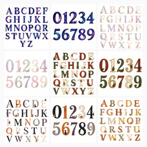 Alphabet and Numbers Printable Bundle | 20 Styles, JPG Files (Digital Download) preview 4
