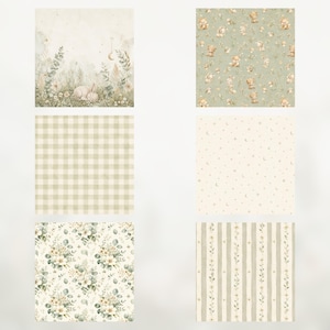 Woodland Baby Animals Digital Paper Pack | Sage Green Nursery Scrapbook (Digital Download) preview 4