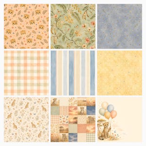 Baby Cheetah Safari Sunset Watercolor Papers, Nursery Scrapbook Bundle (Digital Download) preview 3