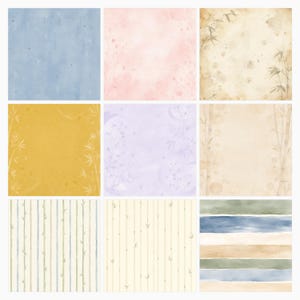 Baby Panda Watercolor Nursery Papers, Bamboo Patterns, Baby Shower Backgrounds (35 JPG Designs) preview 3