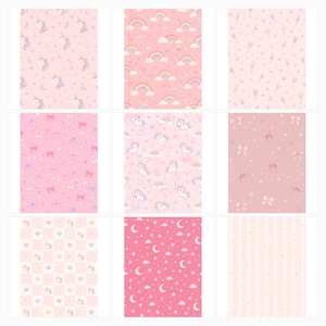 Pink Unicorn Digital Paper Pack, Kawaii Stationery, US Letter Notebook Pages (Digital Download) preview 6