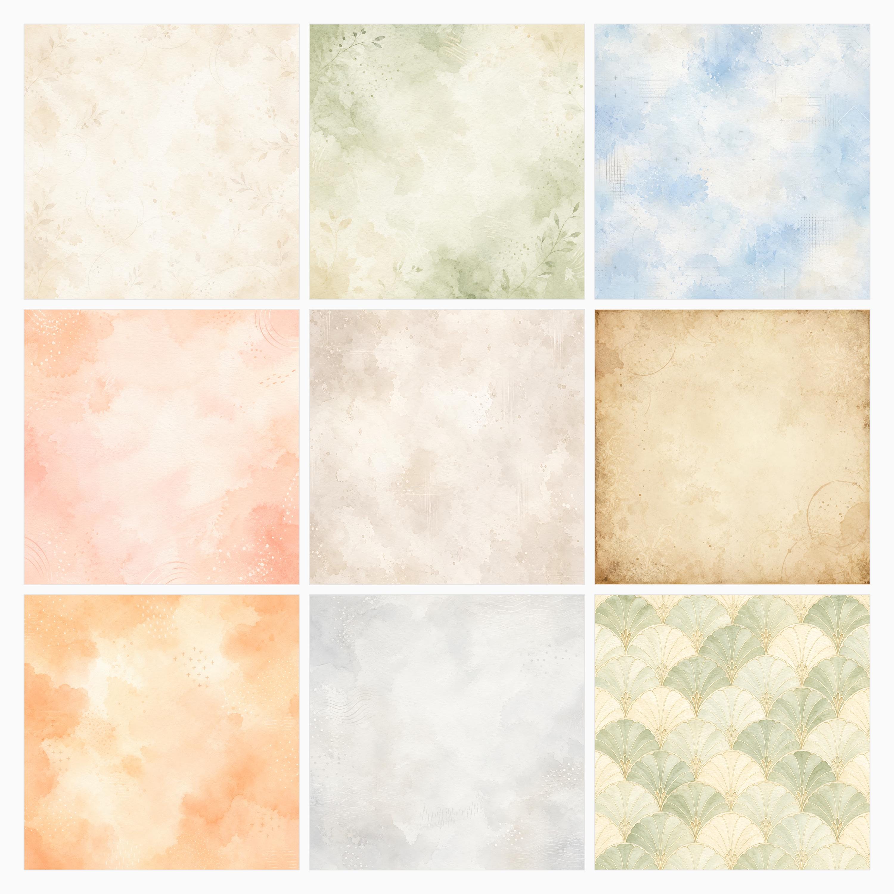 Soft Pastel Watercolor Digital Paper Bundle, 40 Sage Peach Blue Patterns (Digital Download) paper preview 4