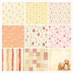 Watercolor Bakery Animals Digital Papers, Cats, Dogs, Bears (Digital Download) preview 2