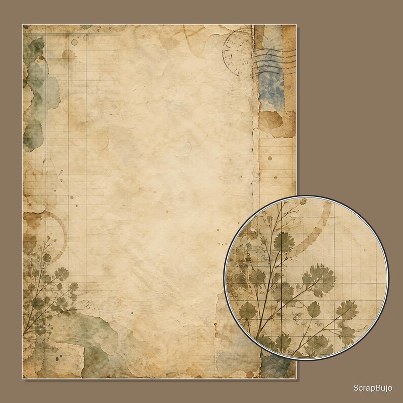 Antique Ephemera Ledger | 40 US Letter Digital Scrapbook Papers image 7