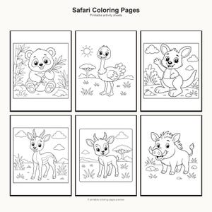 Safari Animals Coloring Pages | Baby Jungle Animals Printable Bundle (Digital Download) preview 6