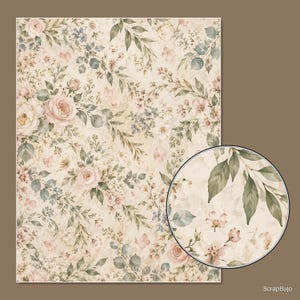 Cyfrowe papiery do scrapbookingu do księgi gości Bridal Garden | 40 kwiatowych teł w formacie US Letter zdjęcie 16
