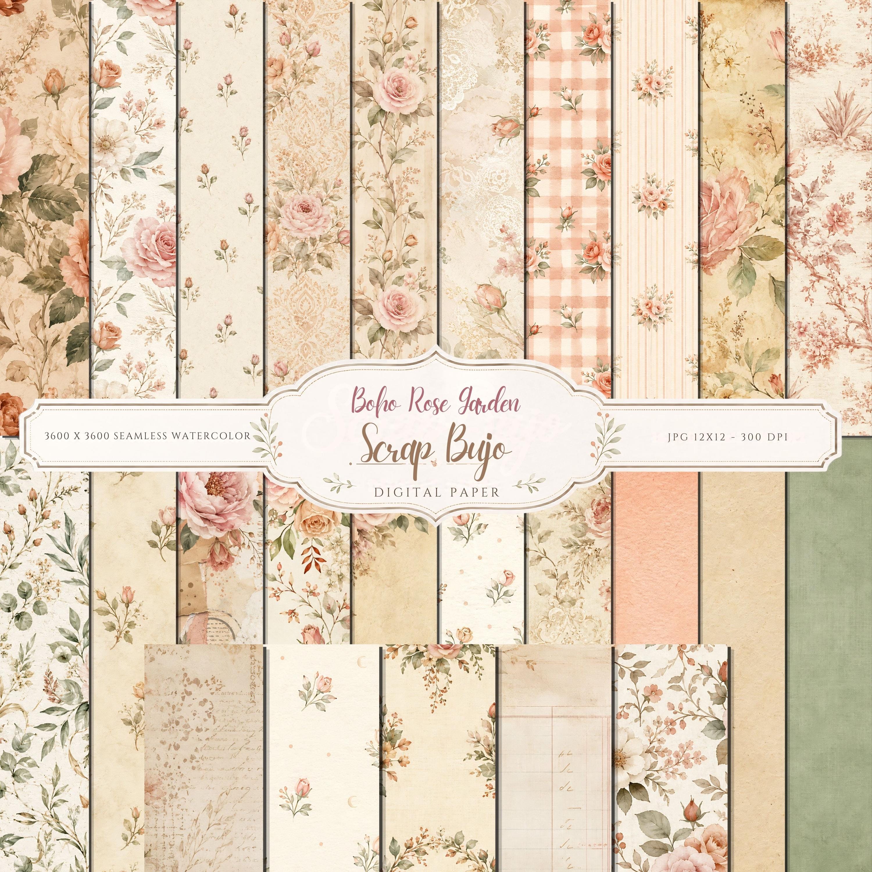 Boho Rose Garden Digital Paper Pack