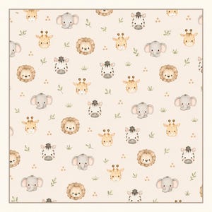 12x12 Baby Safari Digitales Scrapbook-Papierset mit PDF- und PNG-Cliparts