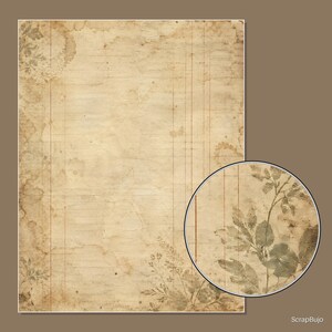 Antique Ephemera Ledger | 40 US Letter Digital Scrapbook Papers image 16
