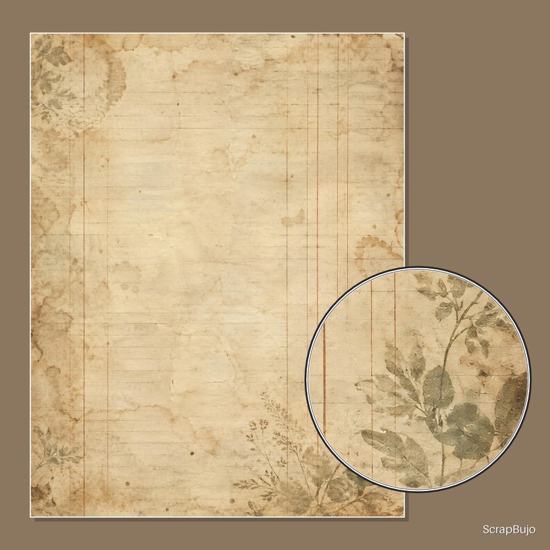 Antique Ephemera Ledger | 40 US Letter Digital Scrapbook Papers image 16