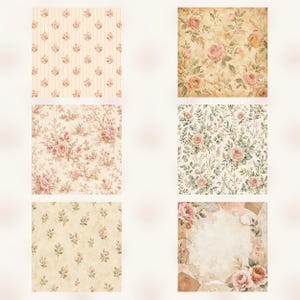 Boho Rose Garden Digital Paper Pack | Vintage Floral Scrapbook Paper | Junk Journal, Cottagecore Printable preview 3