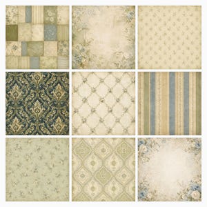 Sage Willow Blue Vine Digital Paper Pack, Vintage Botanical Scrapbook Papers (Digital Download) preview 6