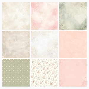 Elegant Wedding Paper Pack, Blush Sage Floral Lace Junk Journal Kit (49 JPG, 16 PNG) preview 5