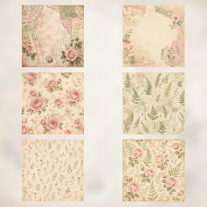 Vintage Botanical Digital Paper Pack | Soft Floral Scrapbook Journal Backgrounds (PDF) preview 3