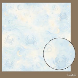 Cancer Baby Nursery Digital Paper Pack, Watercolor Crab Zodiac Sheets (Digital Download) preview 6