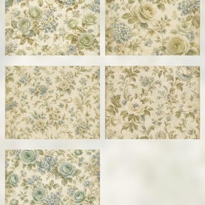 Antique Sage Manor Botanical Digital Paper Pack, Shabby Chic Junk Journal Pages (Digital Download) preview 2