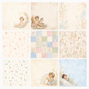 Virgo Baby Nursery Digital Paper Pack, Watercolor Zodiac Designs (Digital Download) preview 4