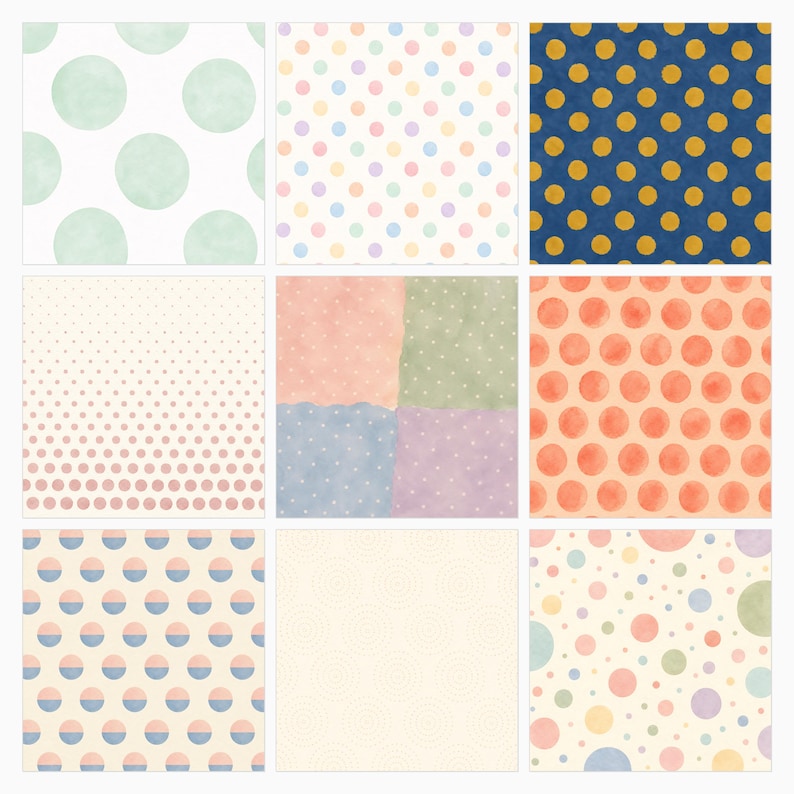 Playful Polka Dot Digital Paper Pack, Watercolor Scrapbook Backgrounds ...