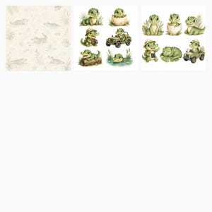 Baby Crocodile Safari Watercolor Papers, Jungle Nursery Scrapbook Die Cuts (Digital Download) preview 5