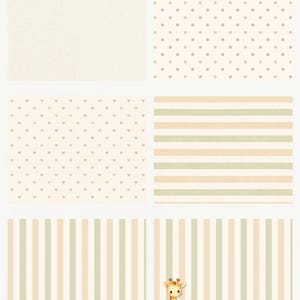 Tiny Safari Friends Watercolor Digital Paper Pack | Baby Animals, Pastel Patterns (Digital Download) preview 5