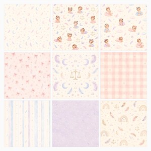 Libra Baby Digital Paper Pack, Celestial Patterns, Girl Zodiac Designs (Download) preview 3
