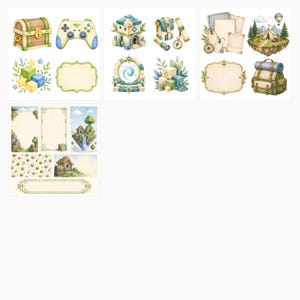 Pixel Builder Adventure Scrapbook Papers, Watercolor Blocks, Gamer Journal Cards (Digital Download) preview 6