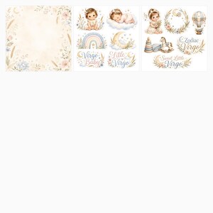 Virgo Baby Nursery Digital Paper Pack, Watercolor Zodiac Designs (Digital Download) preview 5