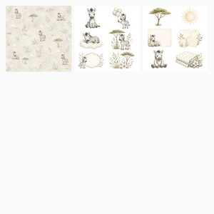Baby Zebra Safari Watercolor Papers, Die Cuts (Digital Download) preview 5