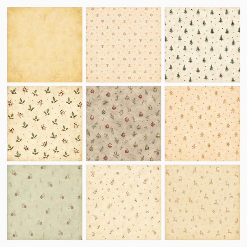 Vintage Christmas Digital Paper Collection (113 JPG) paper preview 3