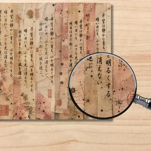 Vintage Asian Calligraphy Digital Paper Pack, Japanese Chinese Korean Manuscript Backgrounds (Digital Download) preview 5