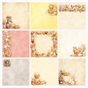 Watercolor Bakery Animals Digital Papers, Cats, Dogs, Bears (Digital Download) preview 5