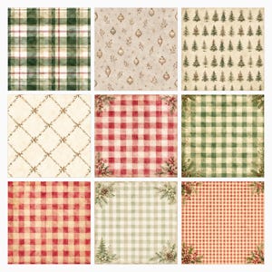 Vintage Christmas Digital Paper Collection (113 JPG) preview 6