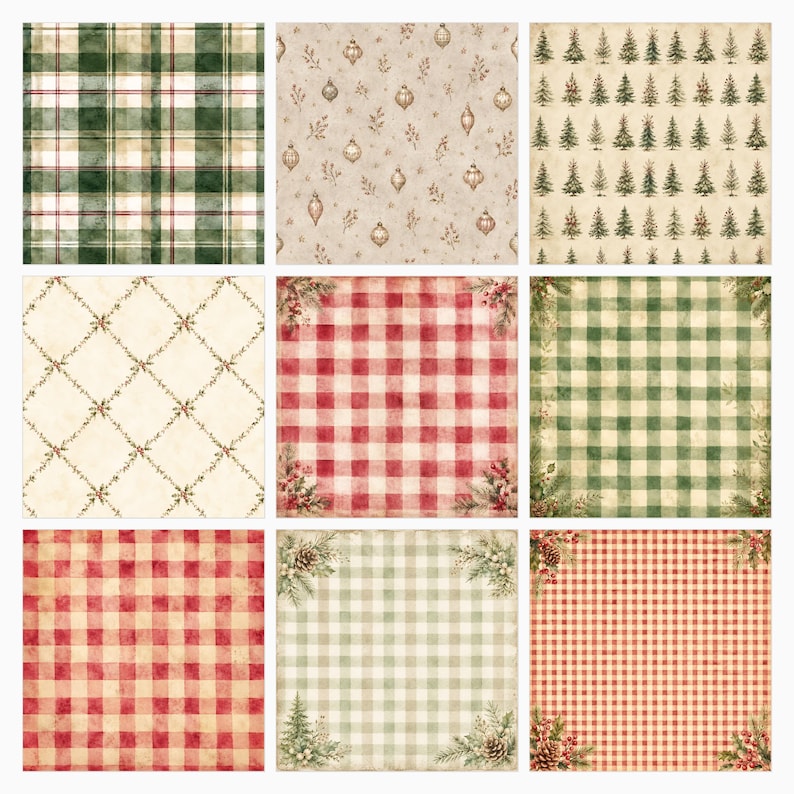 Vintage Christmas Digital Paper Collection (113 JPG) paper preview 6