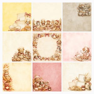 Watercolor Bakery Animals Digital Papers, Cats, Dogs, Bears (Digital Download) preview 6