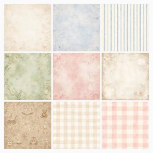 French Heirloom Nursery Digital Scrapbook Bundle, Watercolor Papers, Die Cuts (Digital Download) preview 2